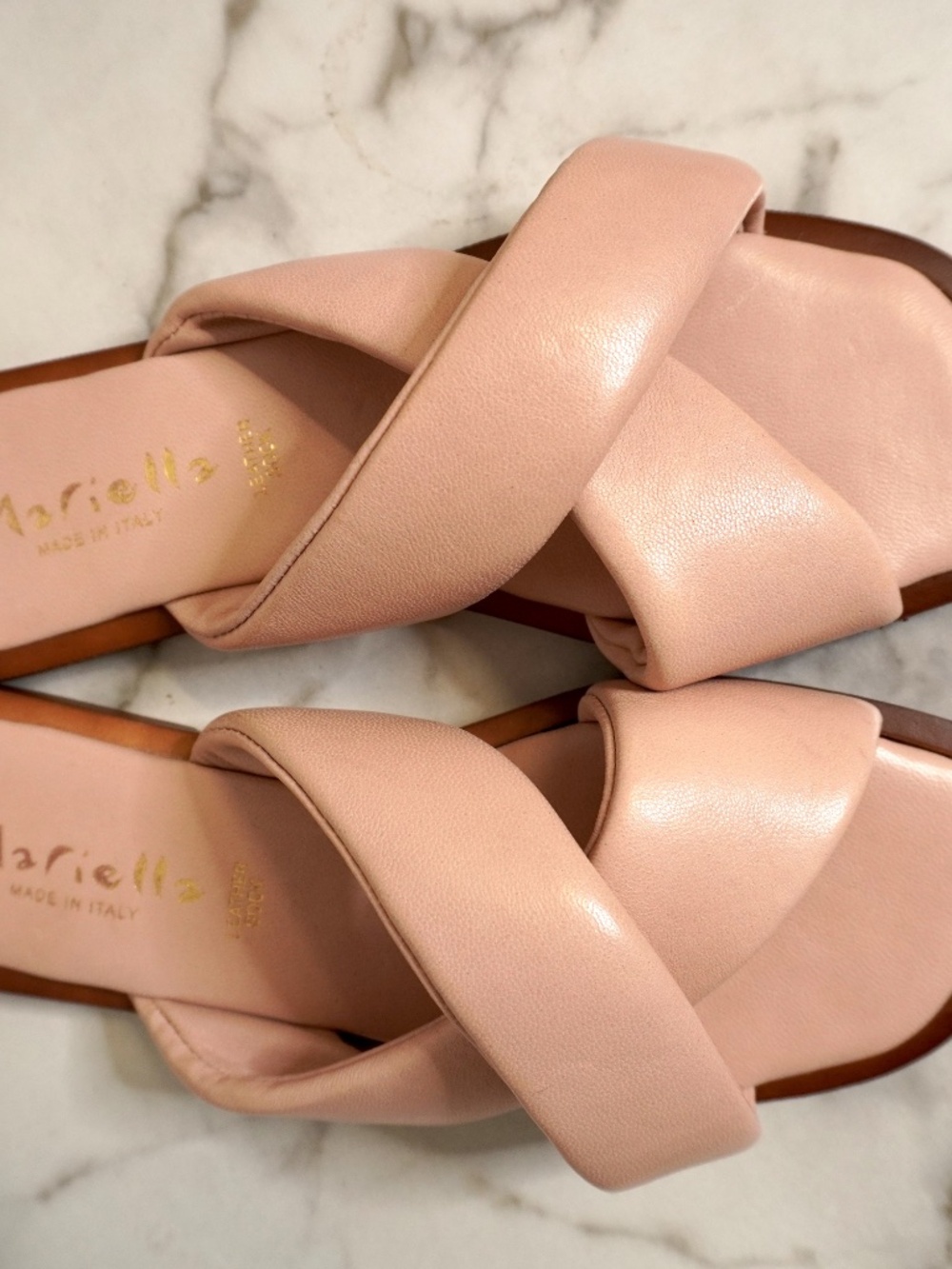 NEW Mariella sandals feature a light pink leather crisscross strap design, 8.5 - Picture 3 of 4